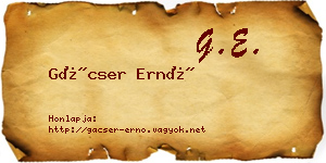 Gácser Ernő névjegykártya
